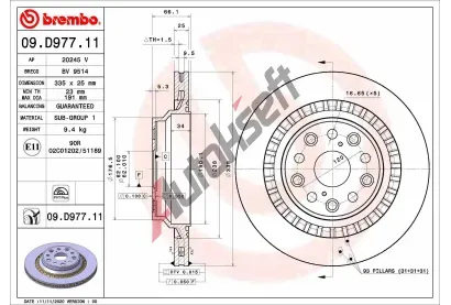 BREMBO Brzdov kotou COATED DISC LINE - 335 mm BRE 09.D977.11, 09.D977.11