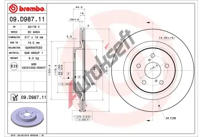 BREMBO Brzdov kotou COATED DISC LINE - 317 mm BRE 09.D987.11, 09.D987.11