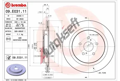 BREMBO Brzdov kotou COATED DISC LINE - 338 mm BRE 09.E031.11, 09.E031.11