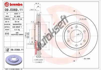 BREMBO Brzdov kotou COATED DISC LINE - 321 mm BRE 09.E069.11, 09.E069.11