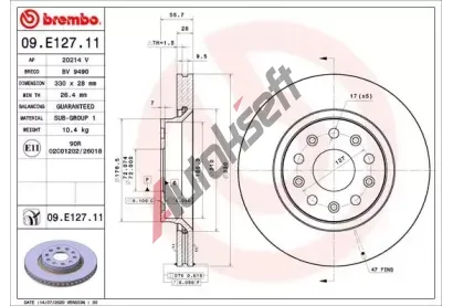 BREMBO Brzdov kotou COATED DISC LINE - 330 mm BRE 09.E127.11, 09.E127.11