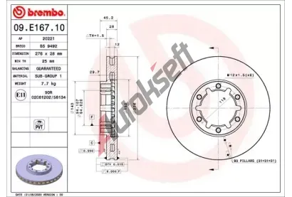 BREMBO Brzdov kotou - 276 mm BRE 09.E167.10, 09.E167.10