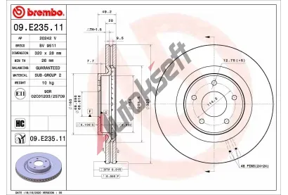 BREMBO Brzdov kotou COATED DISC LINE - 320 mm BRE 09.E235.11, 09.E235.11