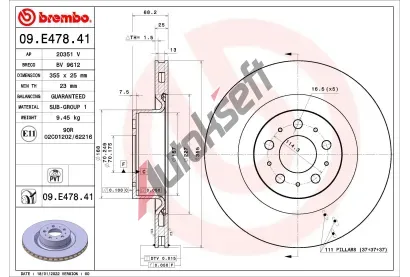 BREMBO Brzdov kotou COATED DISC LINE - 355 mm BRE 09.E478.41, 09.E478.41