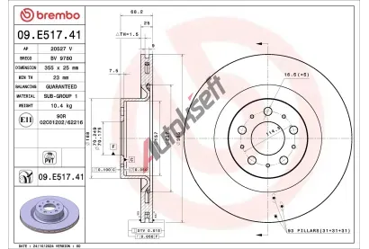 BREMBO Brzdov� kotou� PRIME LINE - UV Coated - 355 mm BRE 09.E517.41, 09.E517.41