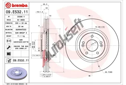 BREMBO Brzdov kotou PRIME LINE - UV Coated - 330 mm BRE 09.E532.11, 09.E532.11