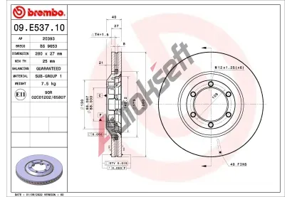 BREMBO Brzdov kotou PRIME LINE - 280 mm BRE 09.E537.10, 09.E537.10