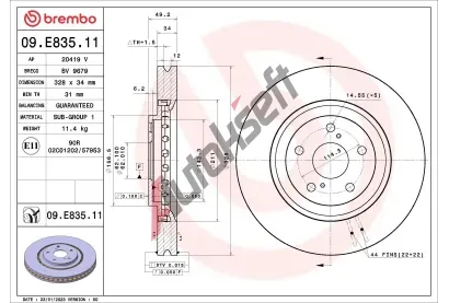 BREMBO Brzdov kotou PRIME LINE - UV Coated - 328 mm BRE 09.E835.11, 09.E835.11
