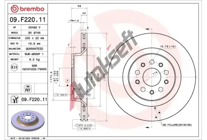 BREMBO Brzdový kotouč PRIME LINE - UV Coated - 330 mm BRE 09.F220.11, 09.F220.11 BREMBO Brzdový kotouč PRIME LINE - UV Coated - 330 mm BRE 09.F220.11, 09.F220.11