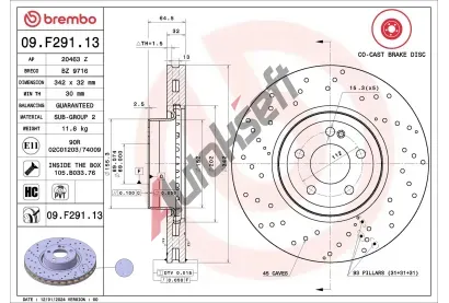 BREMBO Brzdov� kotou� PRIME LINE - Co-Cast - 342 mm BRE 09.F291.13, 09.F291.13