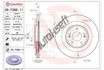 BREMBO Brzdov� kotou� PRIME LINE - UV Coated - 325 mm BRE 09.F386.11, 09.F386.11