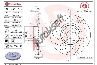 BREMBO Brzdov� kotou� PRIME LINE - Co-Cast - 370 mm BRE 09.F523.13, 09.F523.13