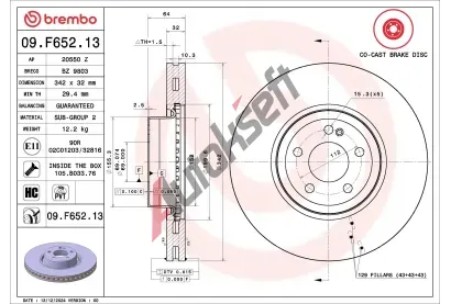 BREMBO Brzdov kotou PRIME LINE - Co-Cast - 342 mm BRE 09.F652.13, 09.F652.13
