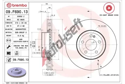BREMBO Brzdov kotou PRIME LINE - Co-Cast - 318 mm BRE 09.F690.13, 09.F690.13