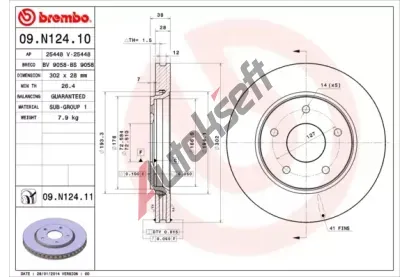 BREMBO Brzdov kotou COATED DISC LINE - 302 mm BRE 09.N124.11, 09.N124.11