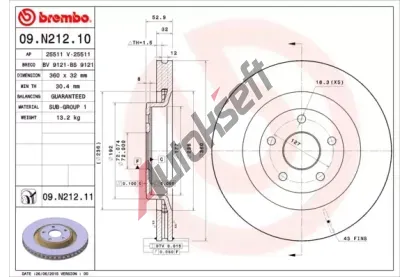 BREMBO Brzdový kotouč COATED DISC LINE - 360 mm BRE 09.N212.11, 09.N212.11 BREMBO Brzdový kotouč COATED DISC LINE - 360 mm BRE 09.N212.11, 09.N212.11