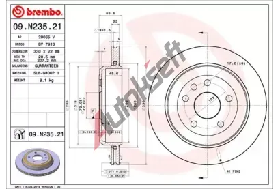 BREMBO Brzdov kotou COATED DISC LINE - 330 mm BRE 09.N235.21, 09.N235.21