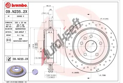 BREMBO Brzdov kotou XTRA LINE - 330 mm BRE 09.N235.2X, 09.N235.2X