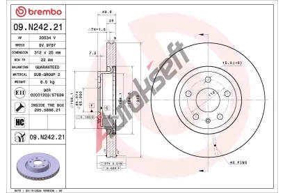 BREMBO Brzdový kotouč PRIME LINE - UV Coated BRE 09.N242.21, 09.N242.21 BREMBO Brzdový kotouč PRIME LINE - UV Coated BRE 09.N242.21, 09.N242.21