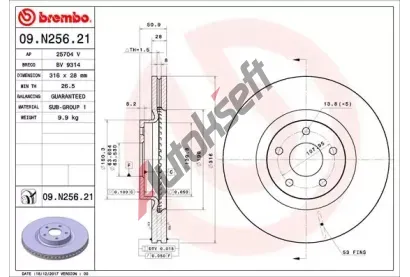 BREMBO Brzdov kotou COATED DISC LINE - 316 mm BRE 09.N256.21, 09.N256.21