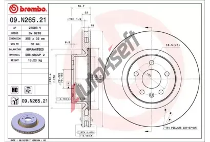 BREMBO Brzdov kotou COATED DISC LINE - 355 mm BRE 09.N265.21, 09.N265.21