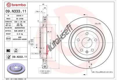 BREMBO Brzdov� kotou� PRIME LINE - UV Coated - 339 mm BRE 09.N333.11, 09.N333.11