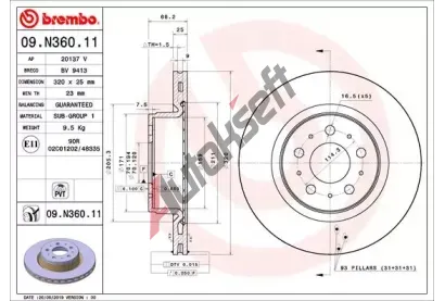 BREMBO Brzdov kotou COATED DISC LINE - 320 mm BRE 09.N360.11, 09.N360.11