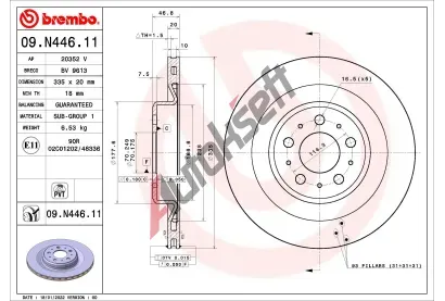 BREMBO Brzdov kotou COATED DISC LINE - 335 mm BRE 09.N446.11, 09.N446.11