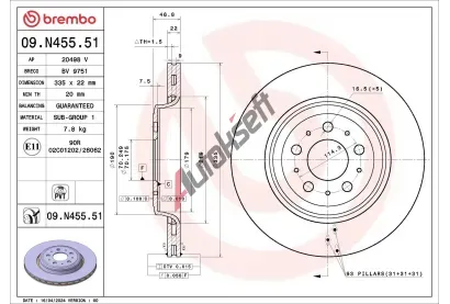 BREMBO Brzdov� kotou� PRIME LINE - UV Coated - 335 mm BRE 09.N455.51, 09.N455.51