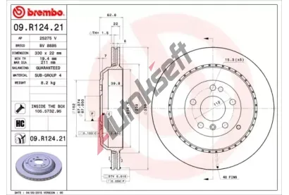 BREMBO Brzdov kotou COATED DISC LINE - 330 mm BRE 09.R124.21, 09.R124.21