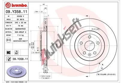BREMBO Brzdov� kotou� PRIME LINE - UV Coated - 345 mm BRE 09.Y358.11, 09.Y358.11