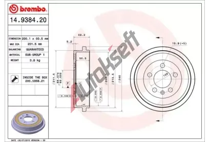 BREMBO Brzdov buben - 200 mm BRE 14.9384.20, 14.9384.20