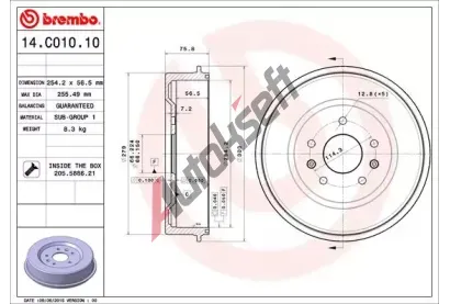 BREMBO Brzdov buben - 254 mm BRE 14.C010.10, 14.C010.10
