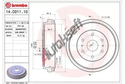 BREMBO Brzdov buben - 270 mm BRE 14.C011.10, 14.C011.10