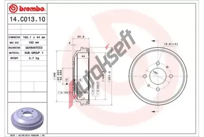 BREMBO Brzdov buben - 180 mm BRE 14.C013.10, 14.C013.10