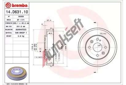 BREMBO Brzdov buben - 200 mm BRE 14.D631.10, 14.D631.10