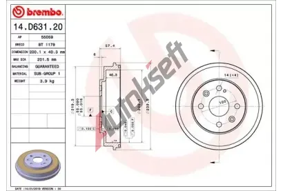 BREMBO Brzdov� buben - 200 mm BRE 14.D631.20, 14.D631.20
