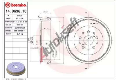 BREMBO Brzdov buben - 254 mm BRE 14.D636.10, 14.D636.10