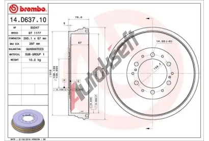 BREMBO Brzdov buben - 295 mm BRE 14.D637.10, 14.D637.10