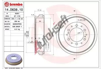 BREMBO Brzdov buben - 254 mm BRE 14.D638.10, 14.D638.10