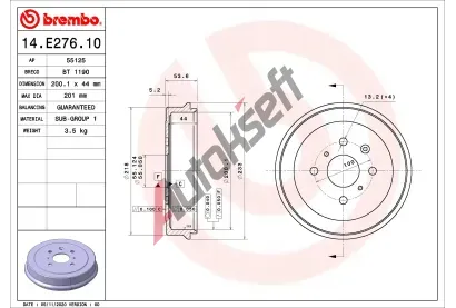 BREMBO Brzdov buben BRE 14.E276.10, 14.E276.10