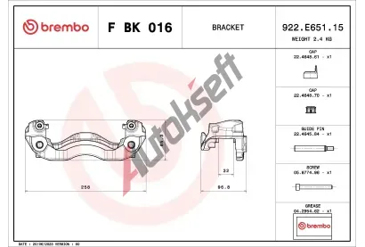 BREMBO Sada držáků brzdových třmenů PRIME LINE BRE FBK016, F BK 016  BREMBO Sada držáků brzdových třmenů PRIME LINE BRE FBK016, F BK 016