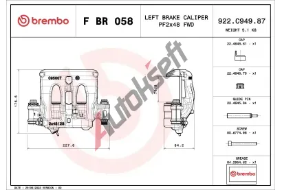 BREMBO Brzdový třmen PRIME LINE BRE FBR058, F BR 058  BREMBO Brzdový třmen PRIME LINE BRE FBR058, F BR 058