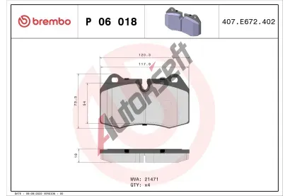 BREMBO Sada brzdovch destiek - kotouov brzda BRE P06018, P 06 018