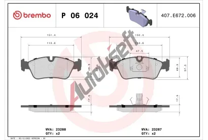 BREMBO Sada brzdovch destiek - kotouov brzda BRE P06024, P 06 024