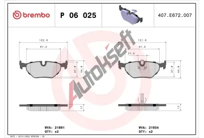 BREMBO Sada brzdovch destiek - kotouov brzda BRE P06025, P 06 025