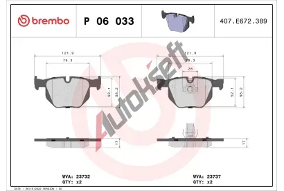 BREMBO Sada brzdovch destiek - kotouov brzda BRE P06033, P 06 033