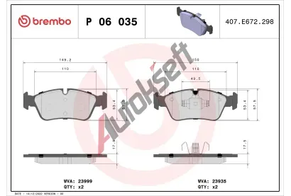 BREMBO Sada brzdovch destiek BREMBO XTRA LINE BRE P 06 035X, BRE P06035X