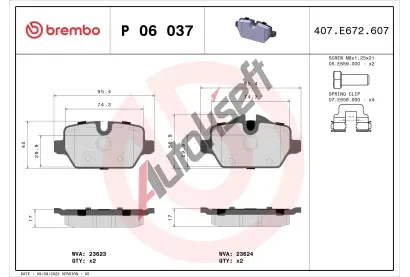 BREMBO Sada brzdovch destiek BREMBO XTRA LINE BRE P 06 037X, BRE P06037X