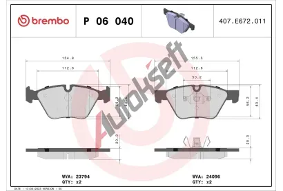 BREMBO Sada brzdovch destiek - kotouov brzda BRE P06040, P 06 040